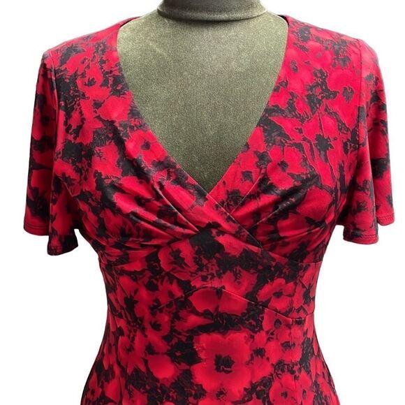 Chaps Ladies Black and Red Floral Dress, Size Small - Picture 7 of 8